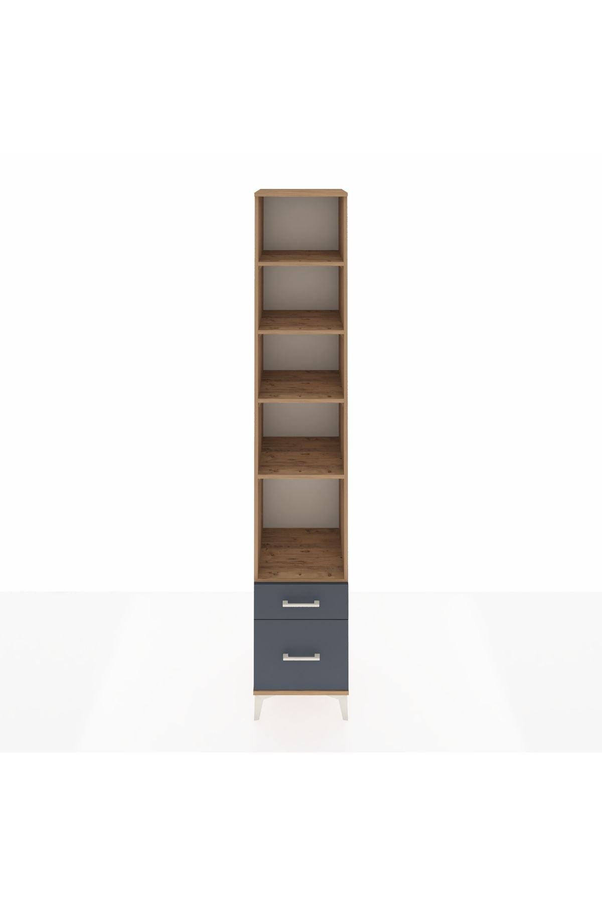 Hyperion Dolap 5 Raflı 2 Çekmeceli 44x44x243 Çam-Antrasit