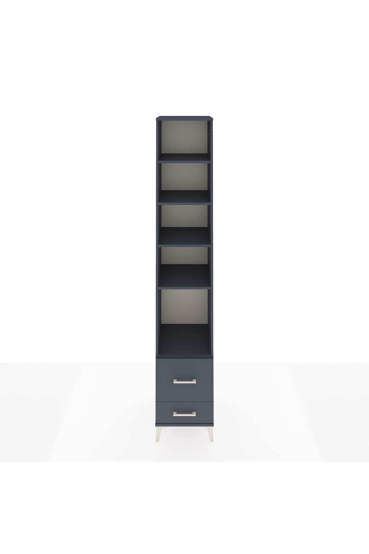 Hyperion Dolap 5 Raflı 2 Çekmeceli 44x44x243 Antrasit-Antrasit