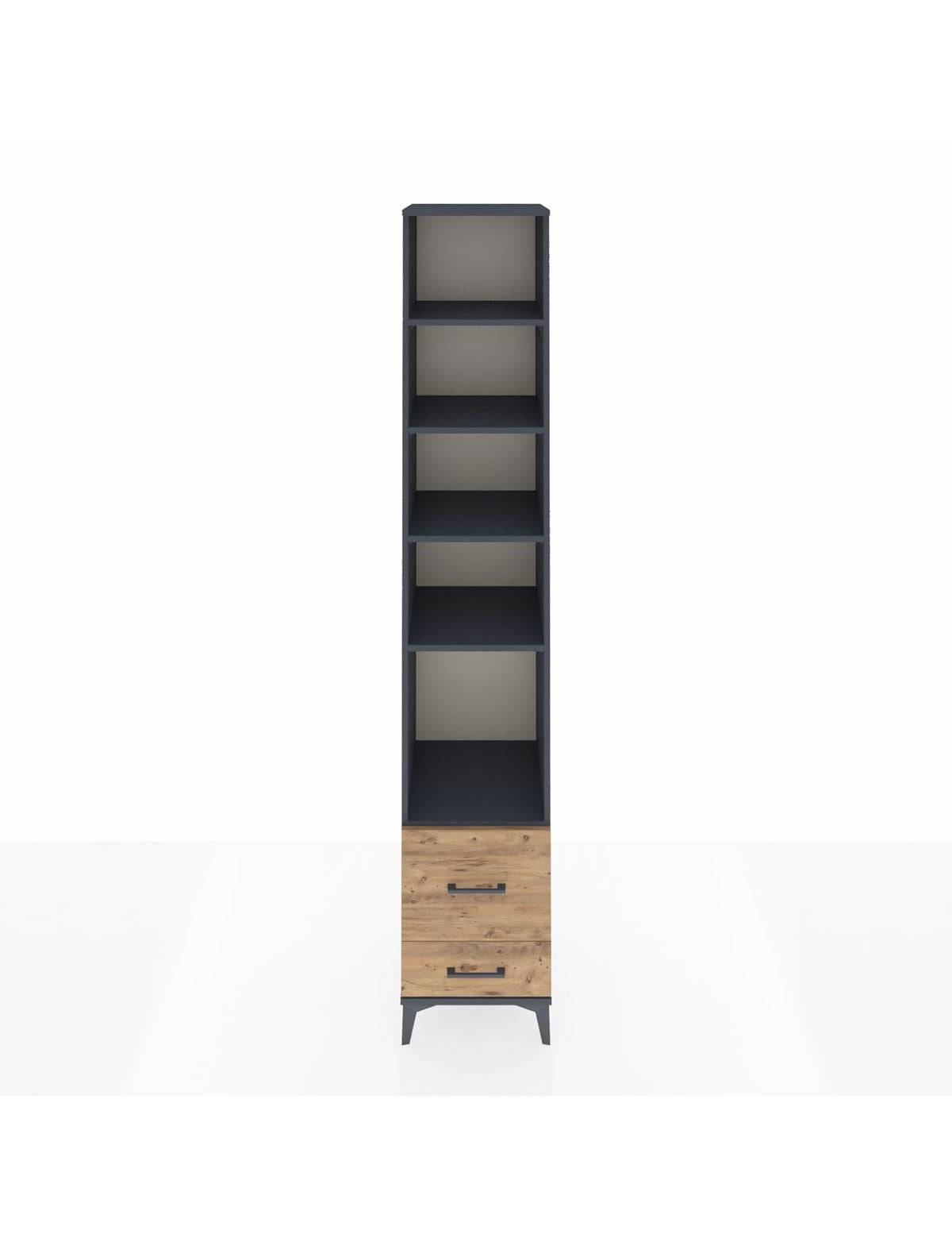 Hyperion Dolap 5 Raflı 2 Çekmeceli 44x44x243 Antrasit-Çam