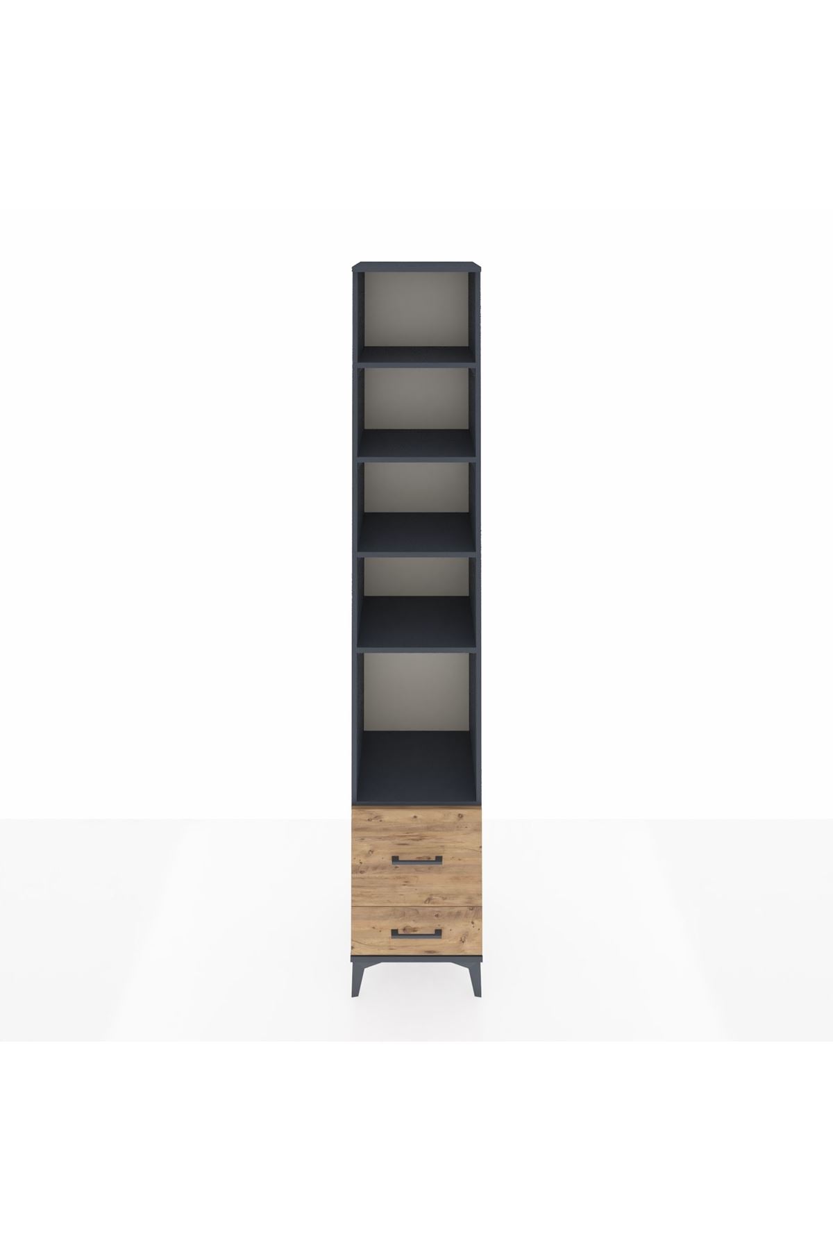 Hyperion Dolap 5 Raflı 2 Çekmeceli 44x44x243 Antrasit-Çam