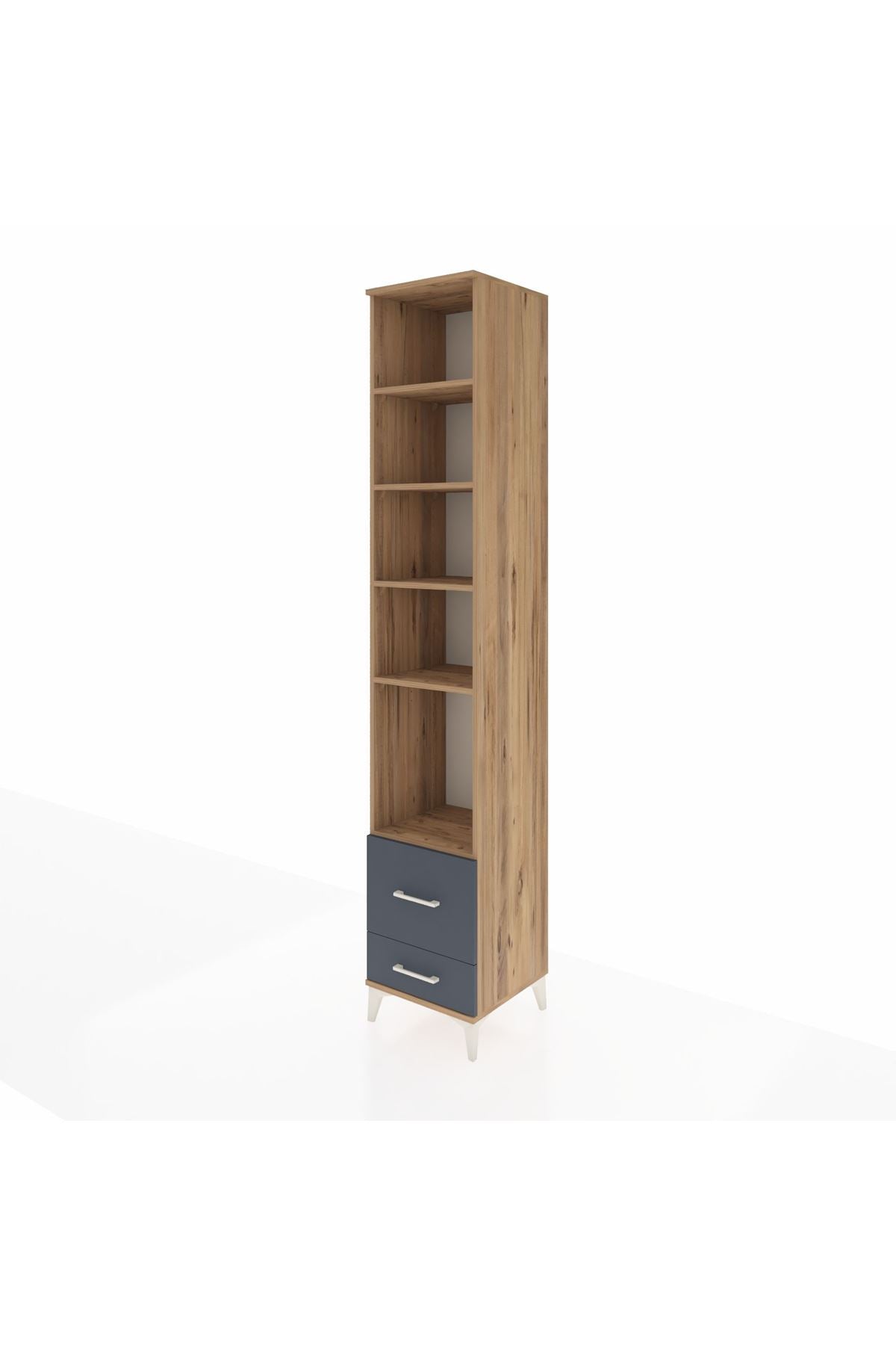 Hyperion Dolap 5 Raflı 2 Çekmeceli 44x44x243 Çam-Antrasit