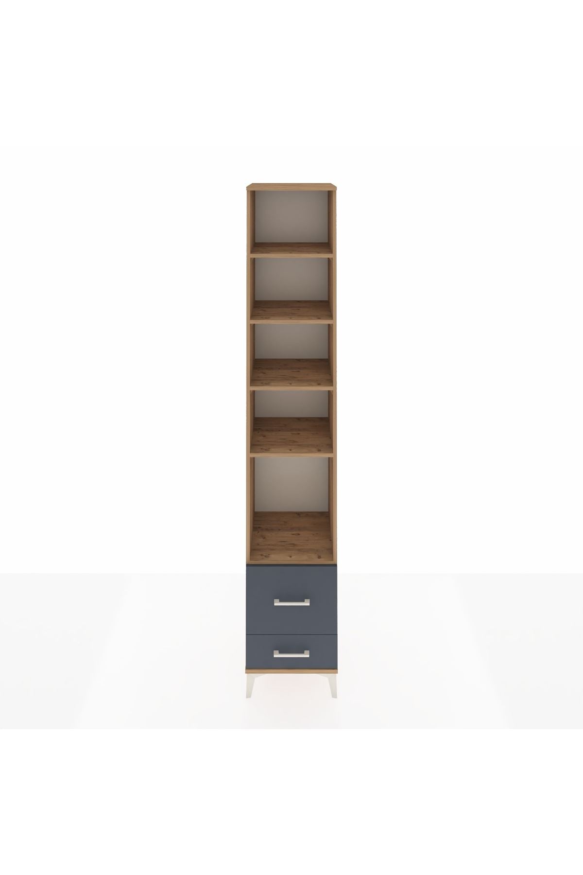 Hyperion Dolap 5 Raflı 2 Çekmeceli 44x44x243 Çam-Antrasit