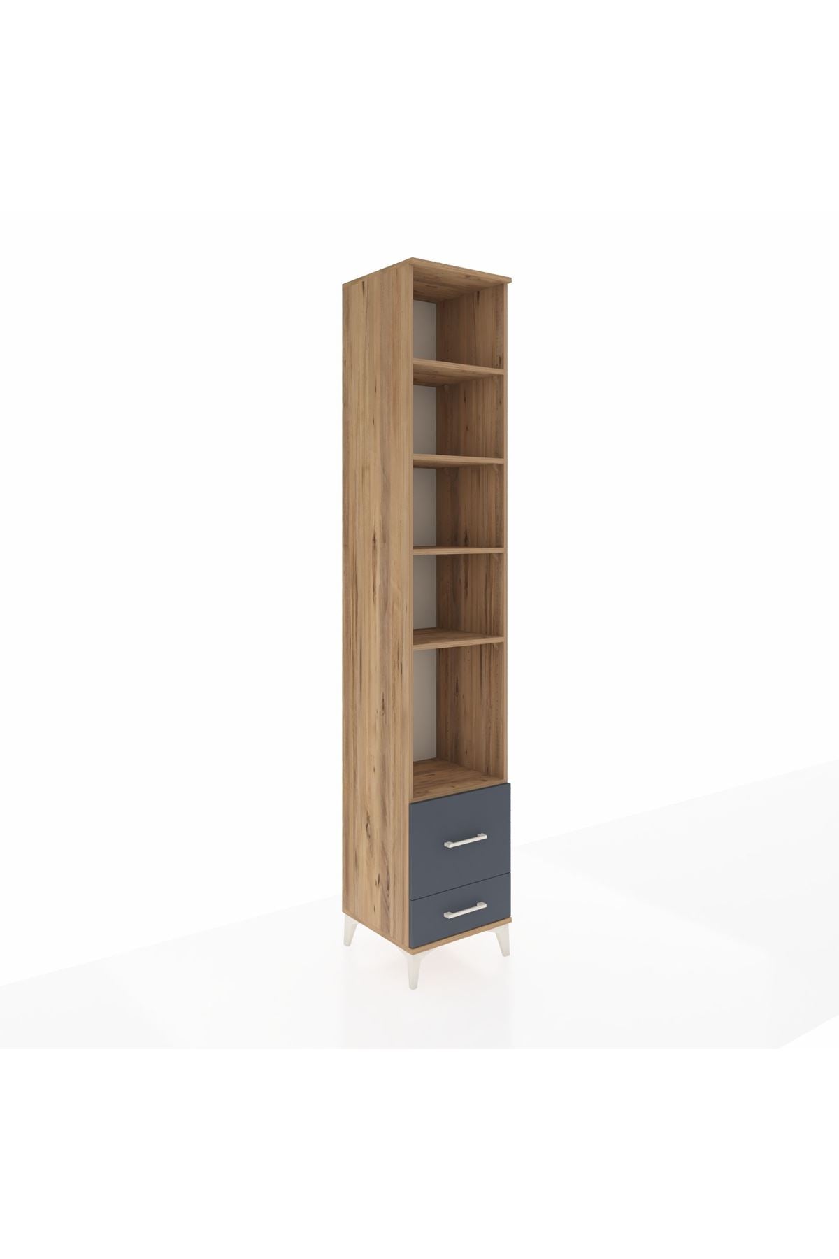 Hyperion Dolap 5 Raflı 2 Çekmeceli 44x44x243 Çam-Antrasit