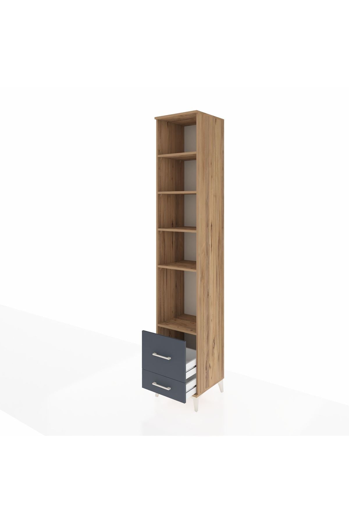 Hyperion Dolap 5 Raflı 2 Çekmeceli 44x44x243 Çam-Antrasit