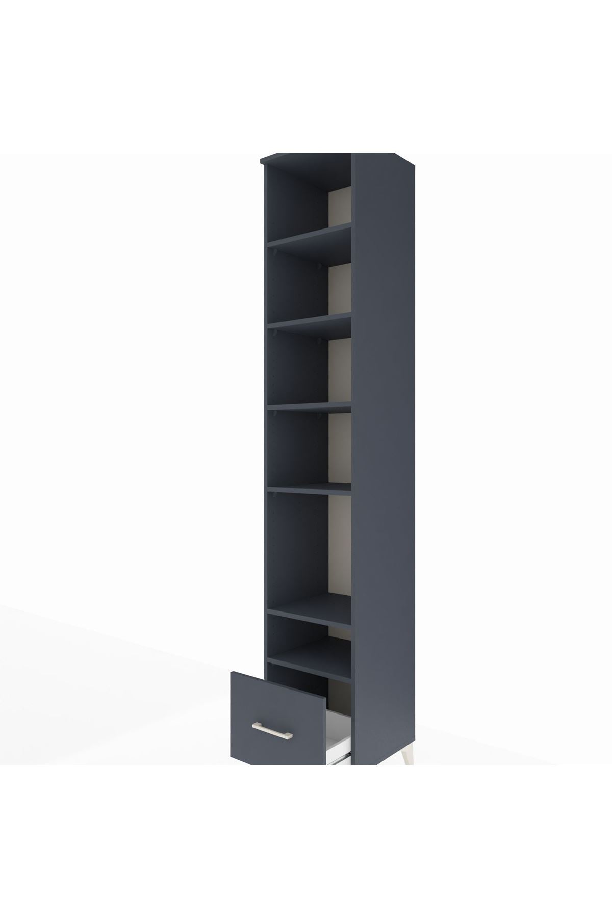 Hyperion Dolap 6 Raflı Tek Çekmeceli 44x44x243 Antrasit-Antrasit