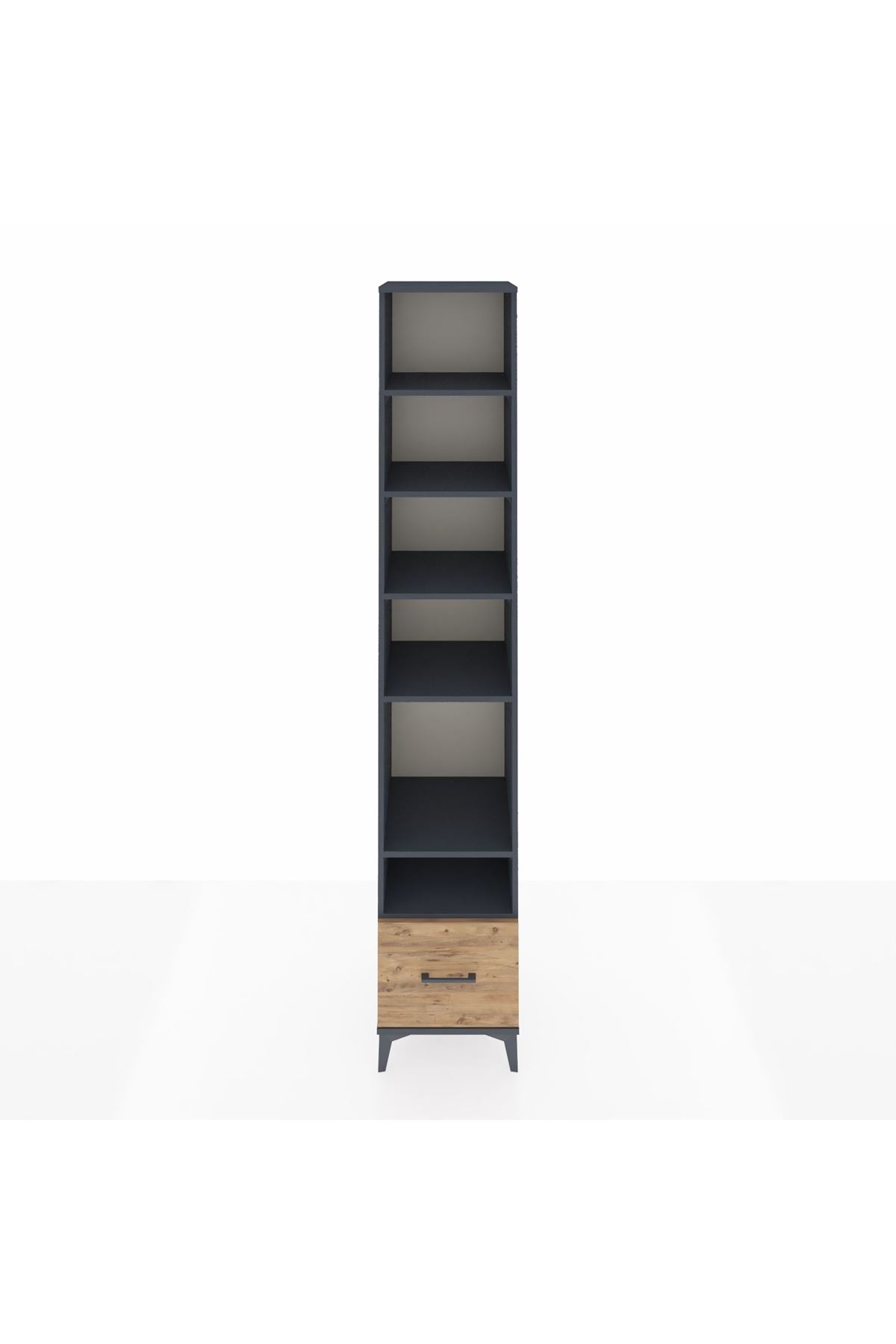 Hyperion Dolap 6 Raflı Tek Çekmeceli 44x44x243 Antrasit-Çam