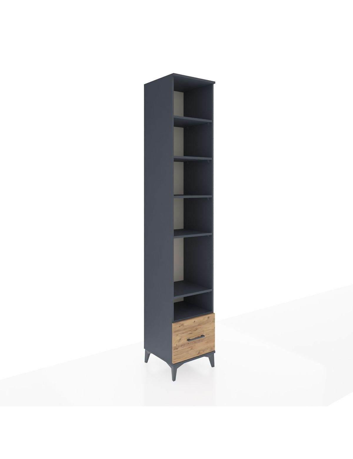 Hyperion Dolap 6 Raflı Tek Çekmeceli 44x44x243 Antrasit-Çam