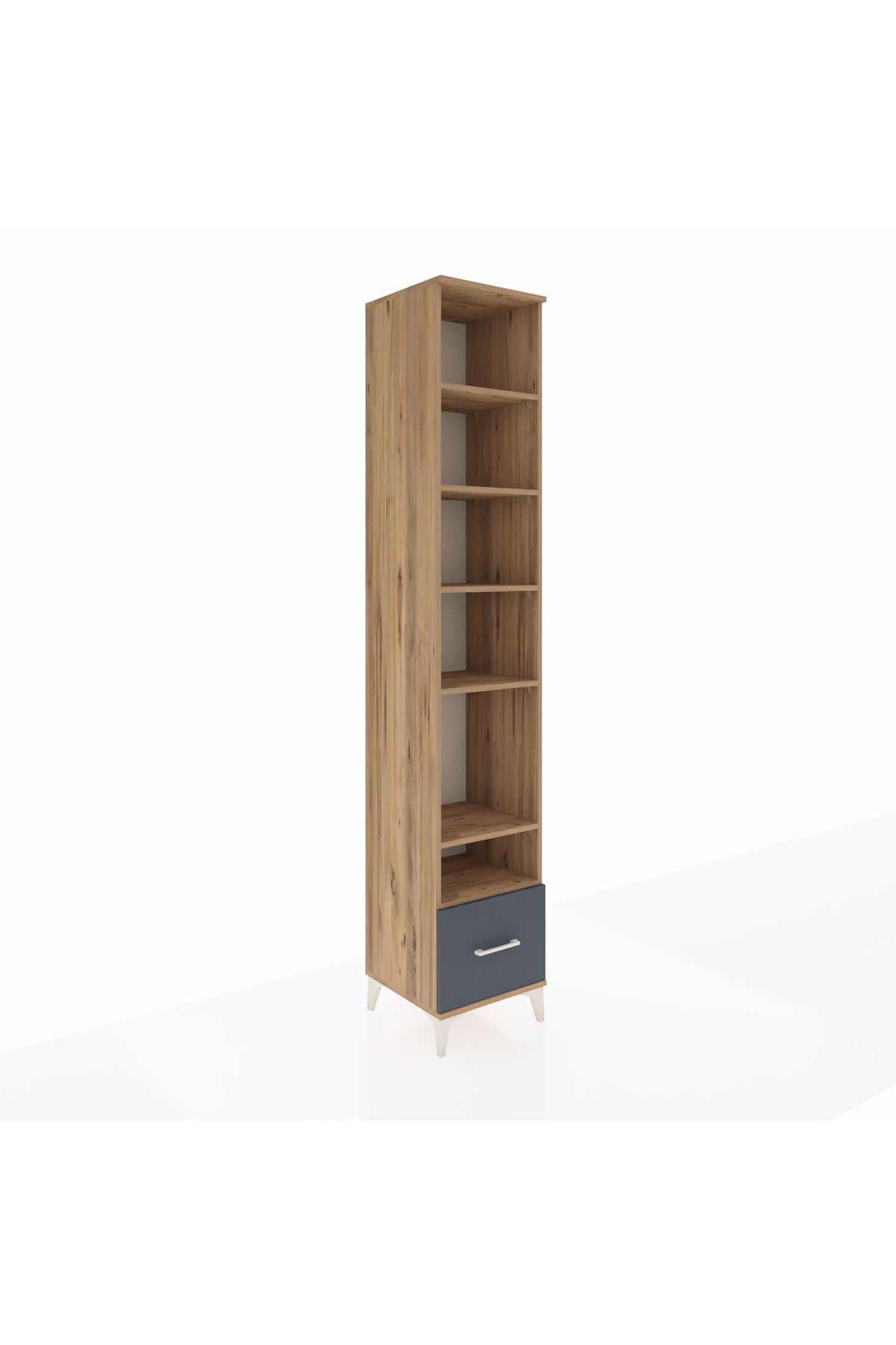 Hyperion Dolap 6 Raflı Tek Çekmeceli 44x44x243 Çam-Antrasit