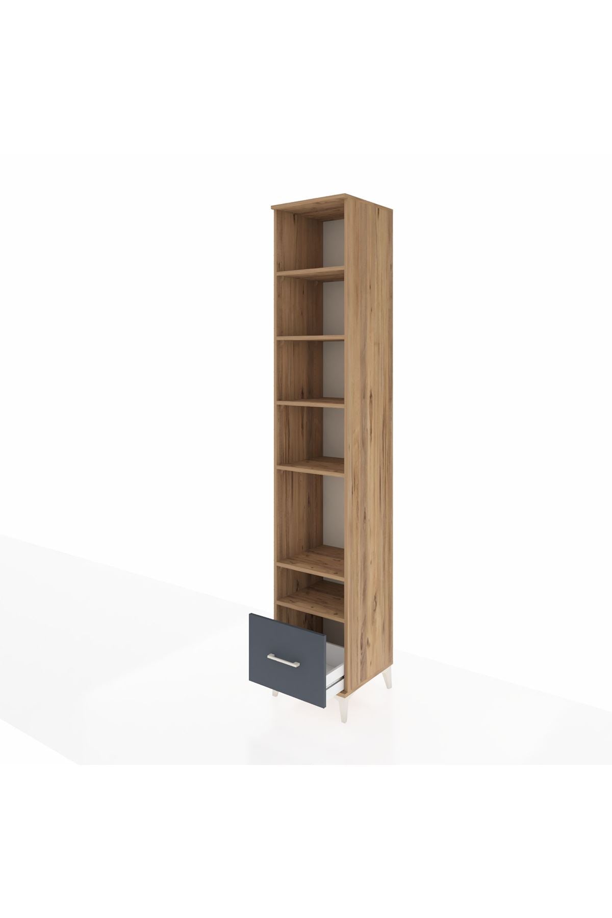 Hyperion Dolap 6 Raflı Tek Çekmeceli 44x44x243 Çam-Antrasit