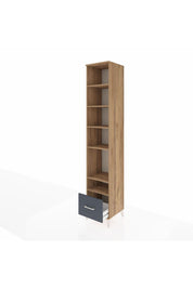 Hyperion Dolap 6 Raflı Tek Çekmeceli 44x44x243 Çam-Antrasit