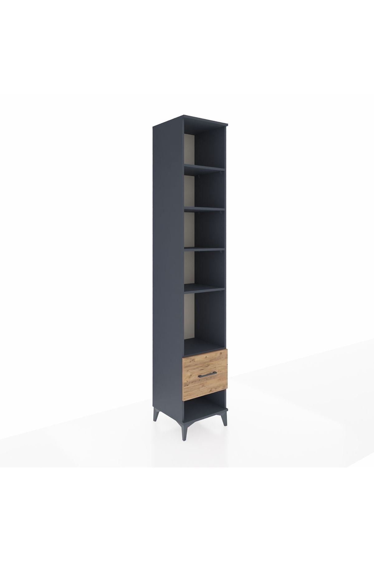 Hyperion Dolap 5 Raflı Tek Çekmeceli 44x44x243 Antrasit-Çam