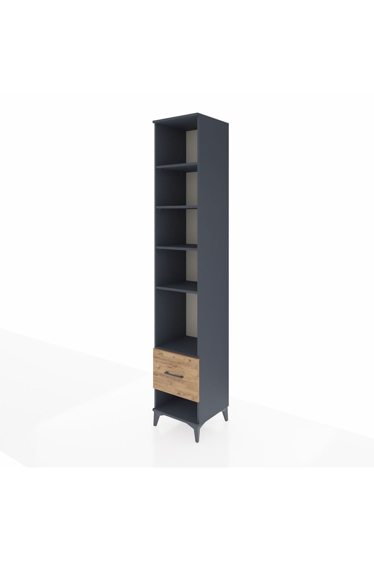 Hyperion Dolap 5 Raflı Tek Çekmeceli 44x44x243 Antrasit-Çam