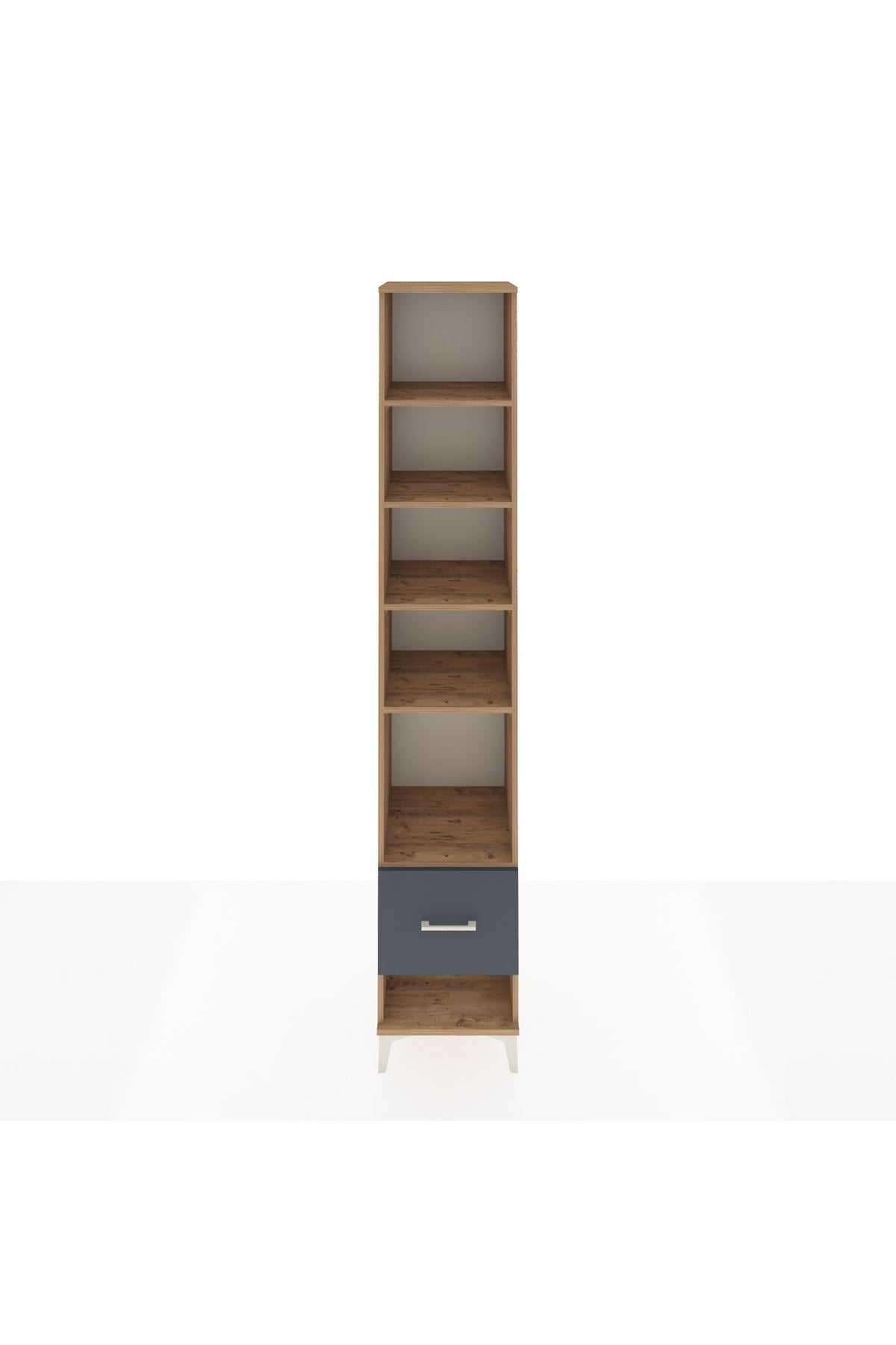 Hyperion Dolap 5 Raflı Tek Çekmeceli 44x44x243 Çam-Antrasit