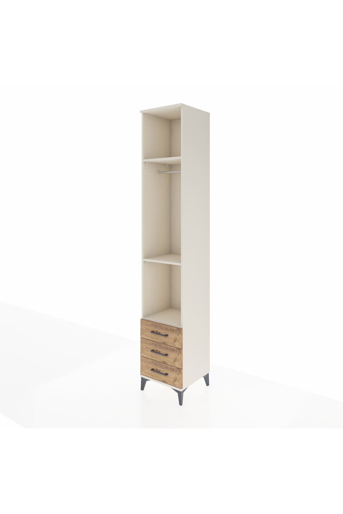 Hyperion Dolap 3 Raflı 3 Çekmeceli Tek Askılı 44x44x243 Aytaşı-Çam