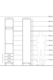 Hyperion Dolap 3 Raflı 3 Çekmeceli Tek Askılı 44x44x243 Antrasit-Aytaşı