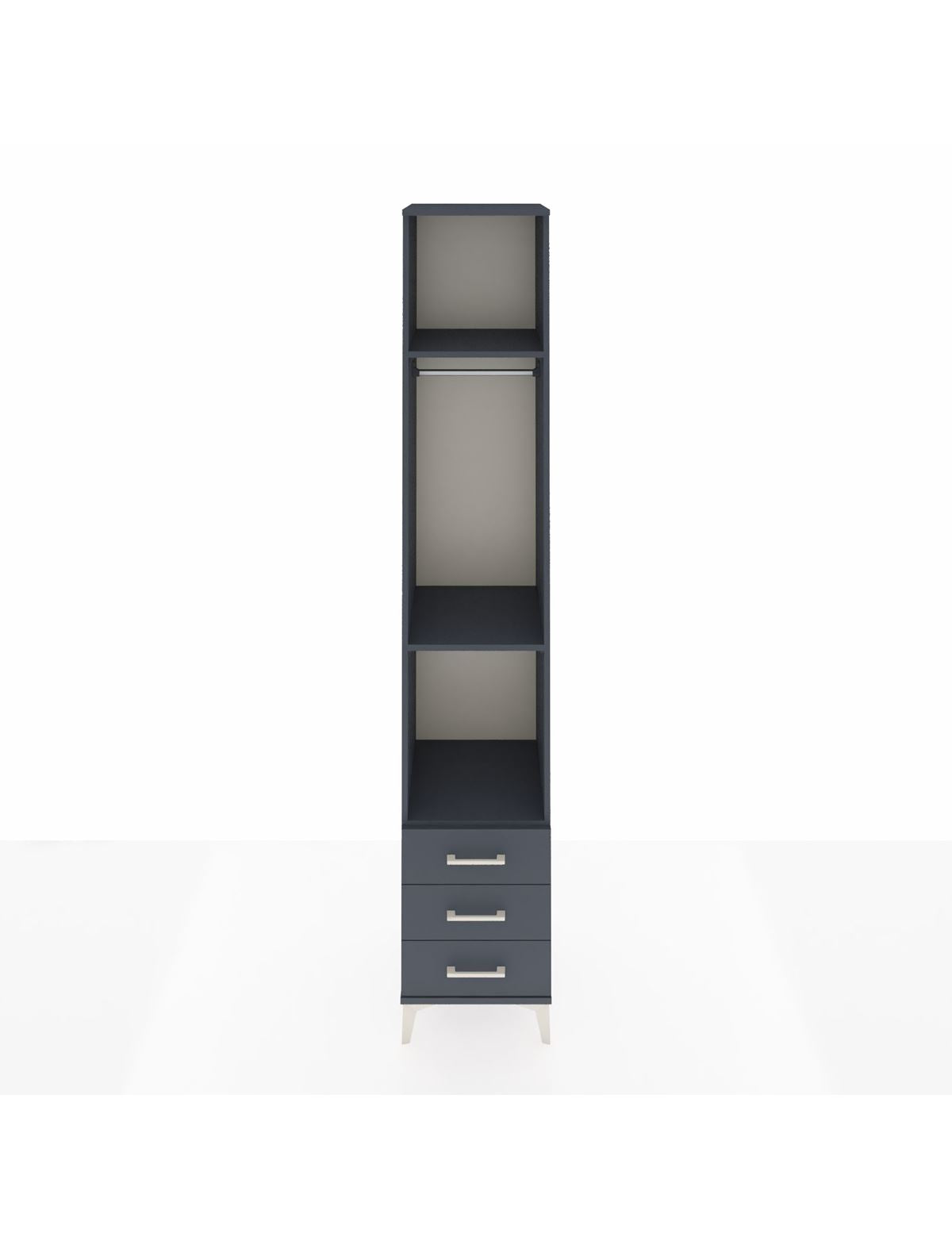 Hyperion Dolap 3 Raflı 3 Çekmeceli Tek Askılı 44x44x243 Antrasit-Antrasit