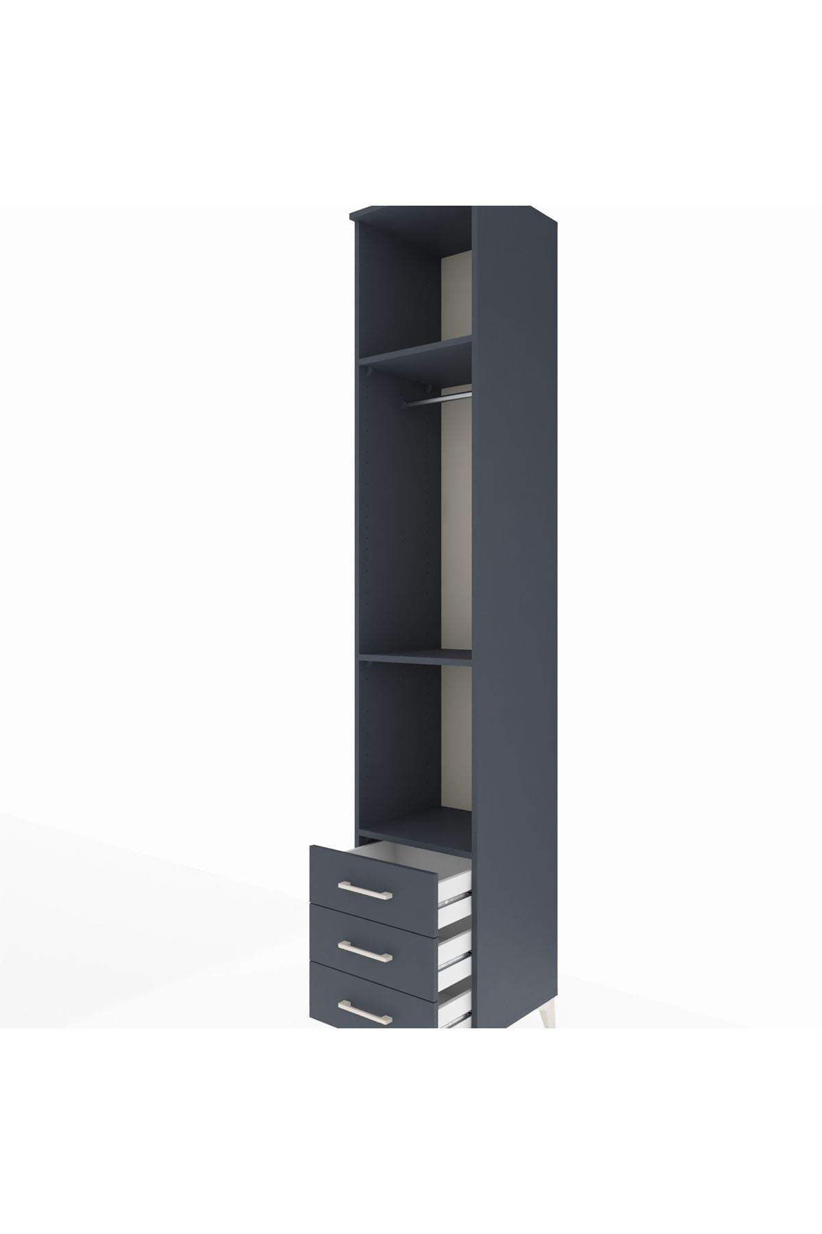 Hyperion Dolap 3 Raflı 3 Çekmeceli Tek Askılı 44x44x243 Antrasit-Antrasit