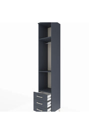 Hyperion Dolap 3 Raflı 3 Çekmeceli Tek Askılı 44x44x243 Antrasit-Antrasit