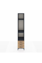 Hyperion Dolap 3 Raflı 3 Çekmeceli Tek Askılı 44x44x243 Antrasit-Çam