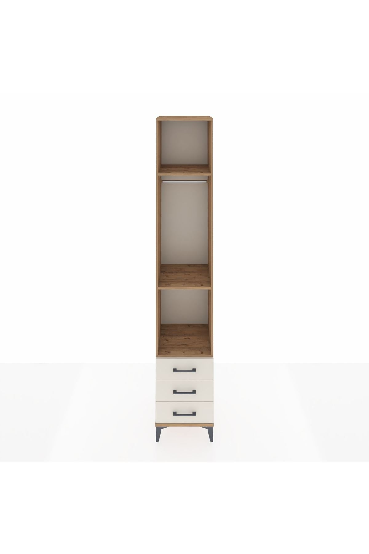 Hyperion Dolap 3 Raflı 3 Çekmeceli Tek Askılı 44x44x243 Çam-Aytaşı