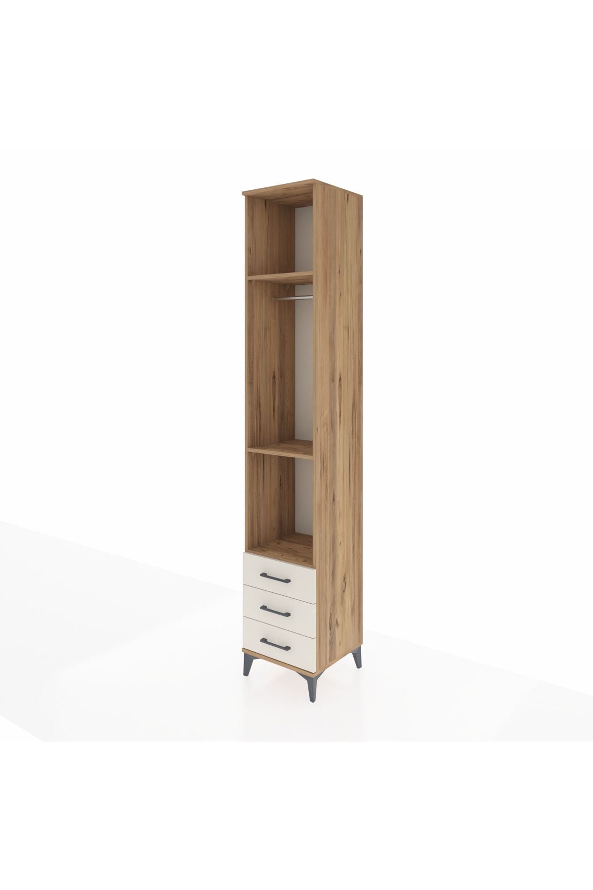 Hyperion Dolap 3 Raflı 3 Çekmeceli Tek Askılı 44x44x243 Çam-Aytaşı