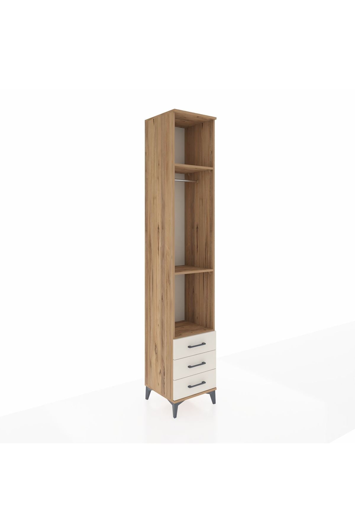Hyperion Dolap 3 Raflı 3 Çekmeceli Tek Askılı 44x44x243 Çam-Aytaşı