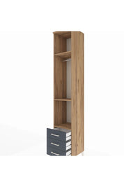 Hyperion Dolap 3 Raflı 3 Çekmeceli Tek Askılı 44x44x243 Çam-Antrasit