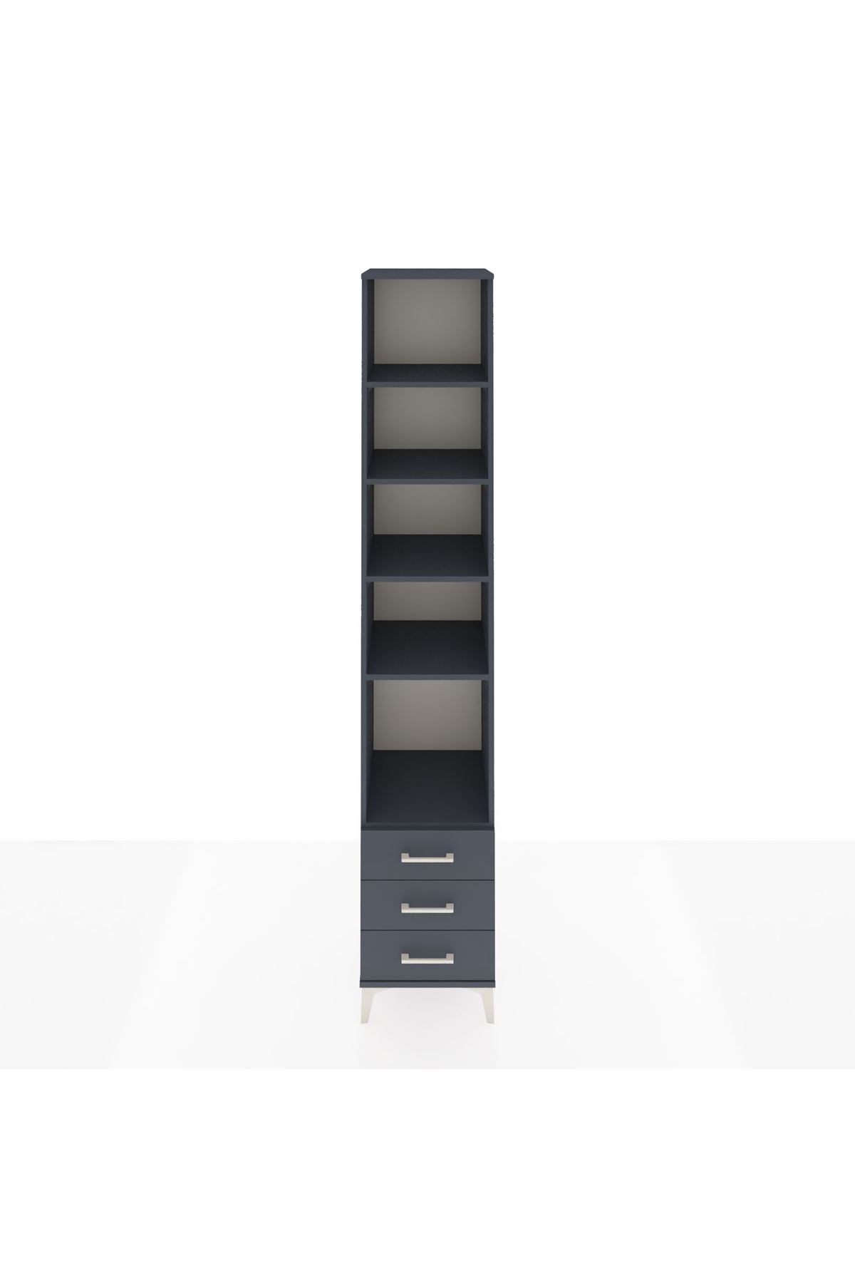 Hyperion Dolap 5 Raflı 3 Çekmeceli 44x44x243 Antrasit-Antrasit