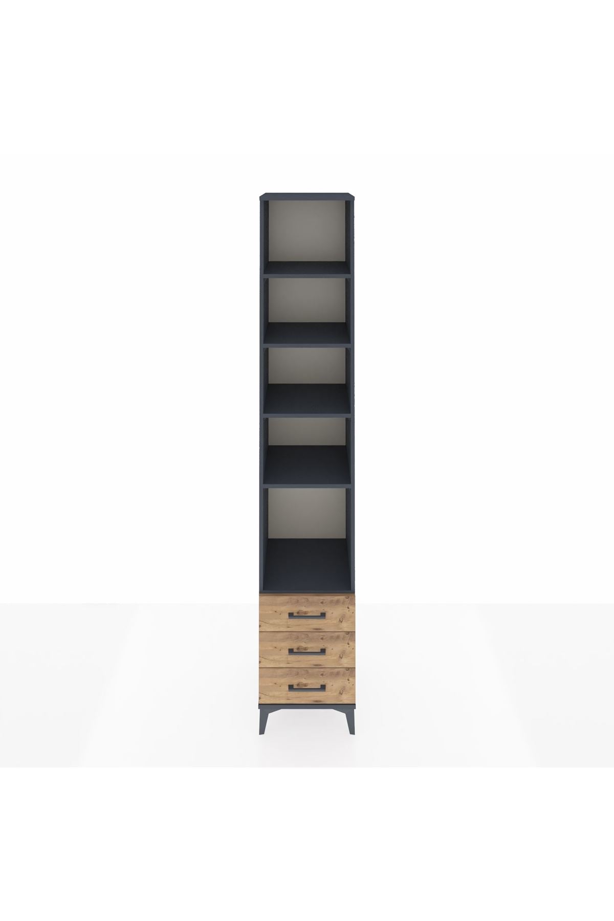 Hyperion Dolap 5 Raflı 3 Çekmeceli 44x44x243 Antrasit-Çam