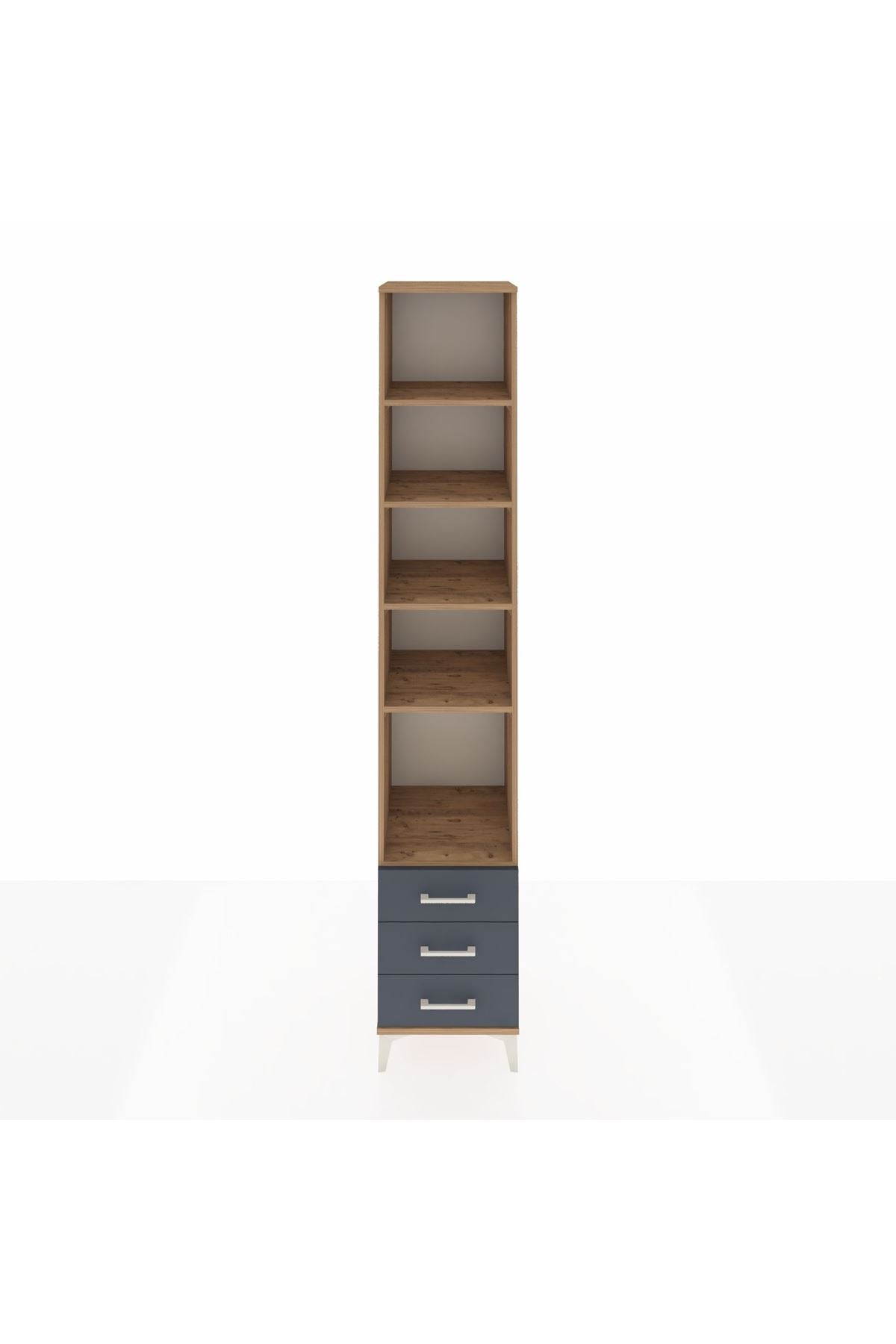 Hyperion Dolap 5 Raflı 3 Çekmeceli 44x44x243 Çam-Antrasit