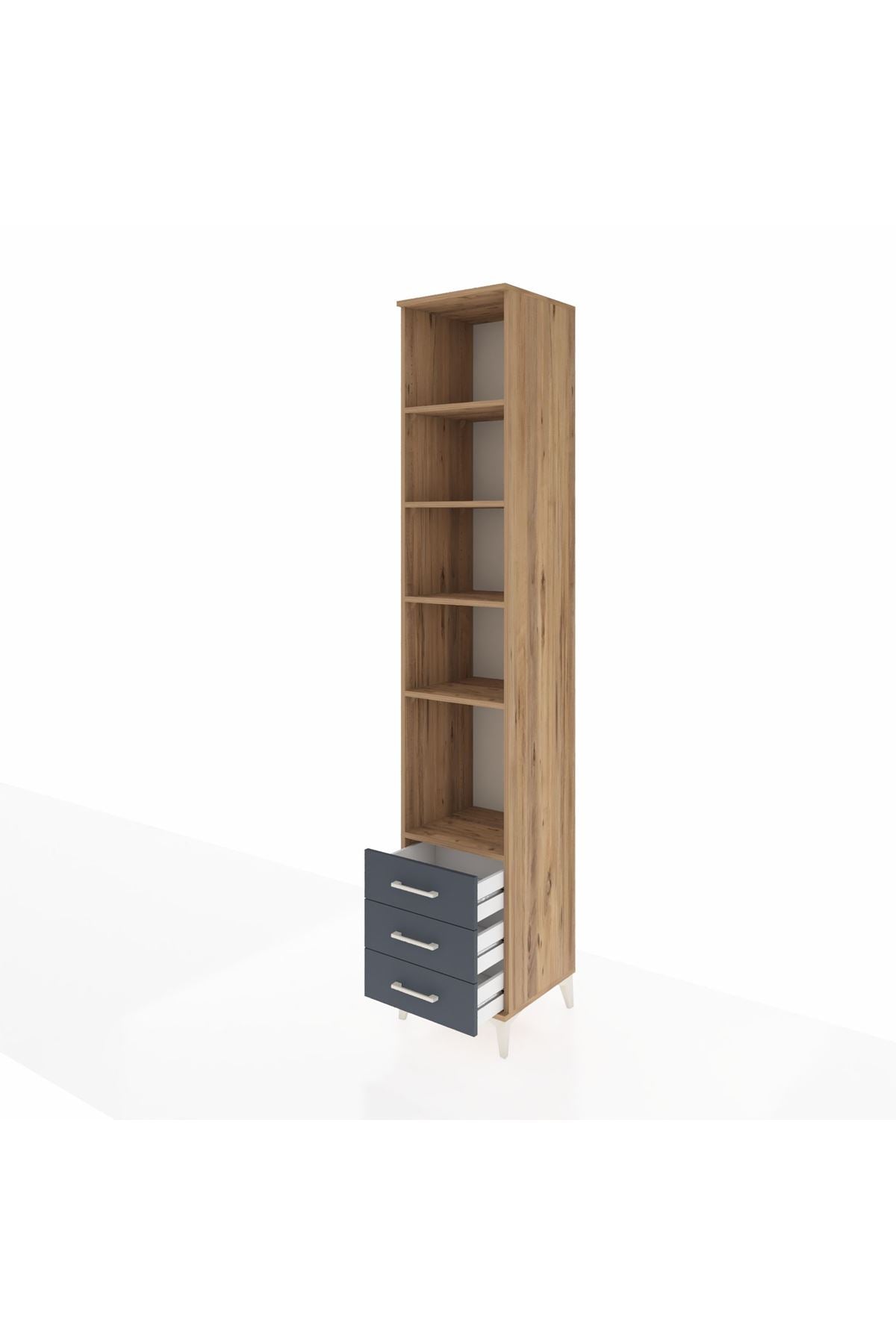 Hyperion Dolap 5 Raflı 3 Çekmeceli 44x44x243 Çam-Antrasit