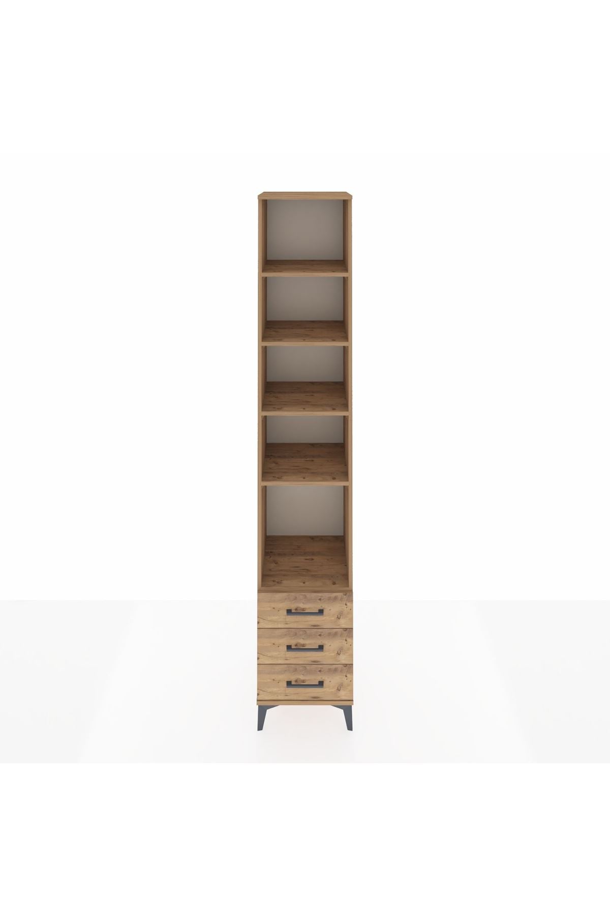 Hyperion Dolap 5 Raflı 3 Çekmeceli 44x44x243 Çam-Çam