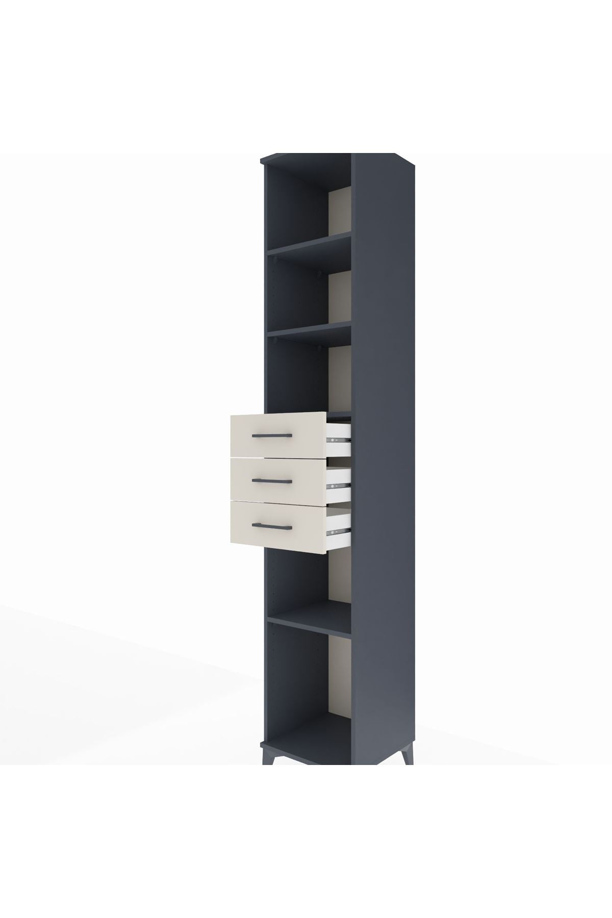 Hyperion Dolap 4 Raflı 3 Çekmeceli 44x44x243 Antrasit-Aytaşı