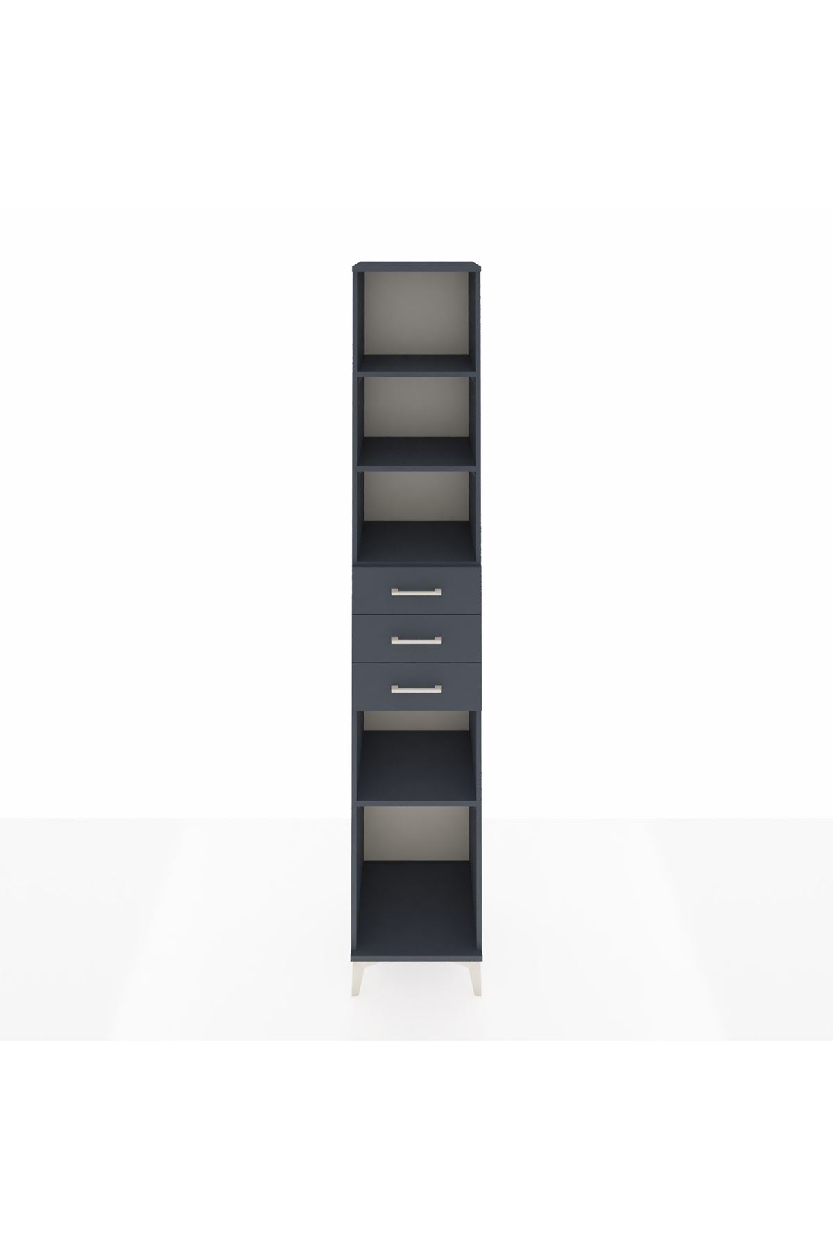 Hyperion Dolap 4 Raflı 3 Çekmeceli 44x44x243 Antrasit-Antrasit