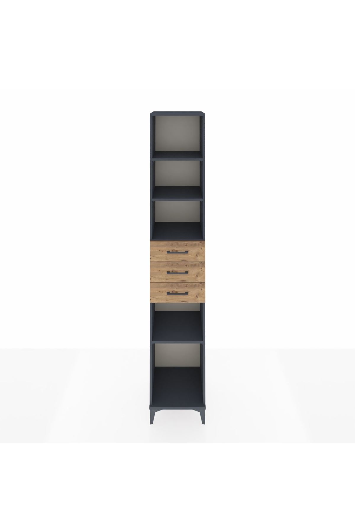 Hyperion Dolap 4 Raflı 3 Çekmeceli 44x44x243 Antrasit-Çam