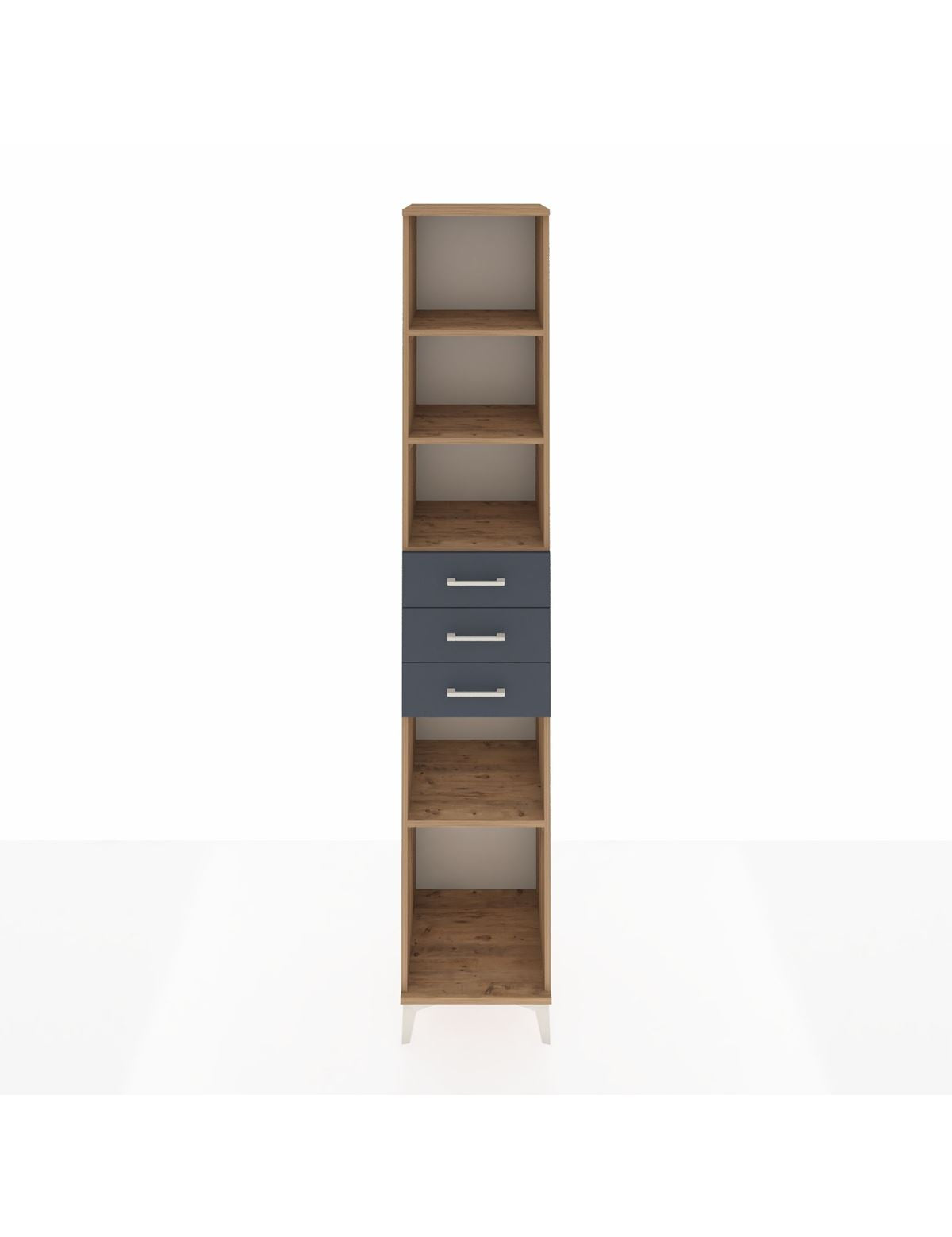 Hyperion Dolap 4 Raflı 3 Çekmeceli 44x44x243 Çam-Antrasit