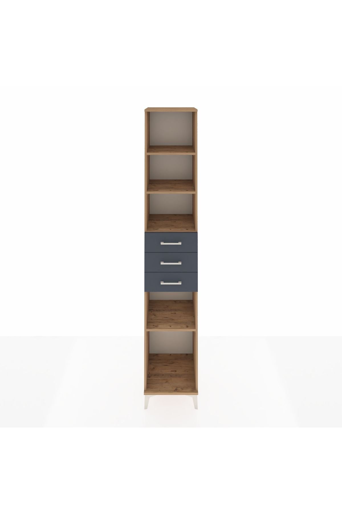 Hyperion Dolap 4 Raflı 3 Çekmeceli 44x44x243 Çam-Antrasit