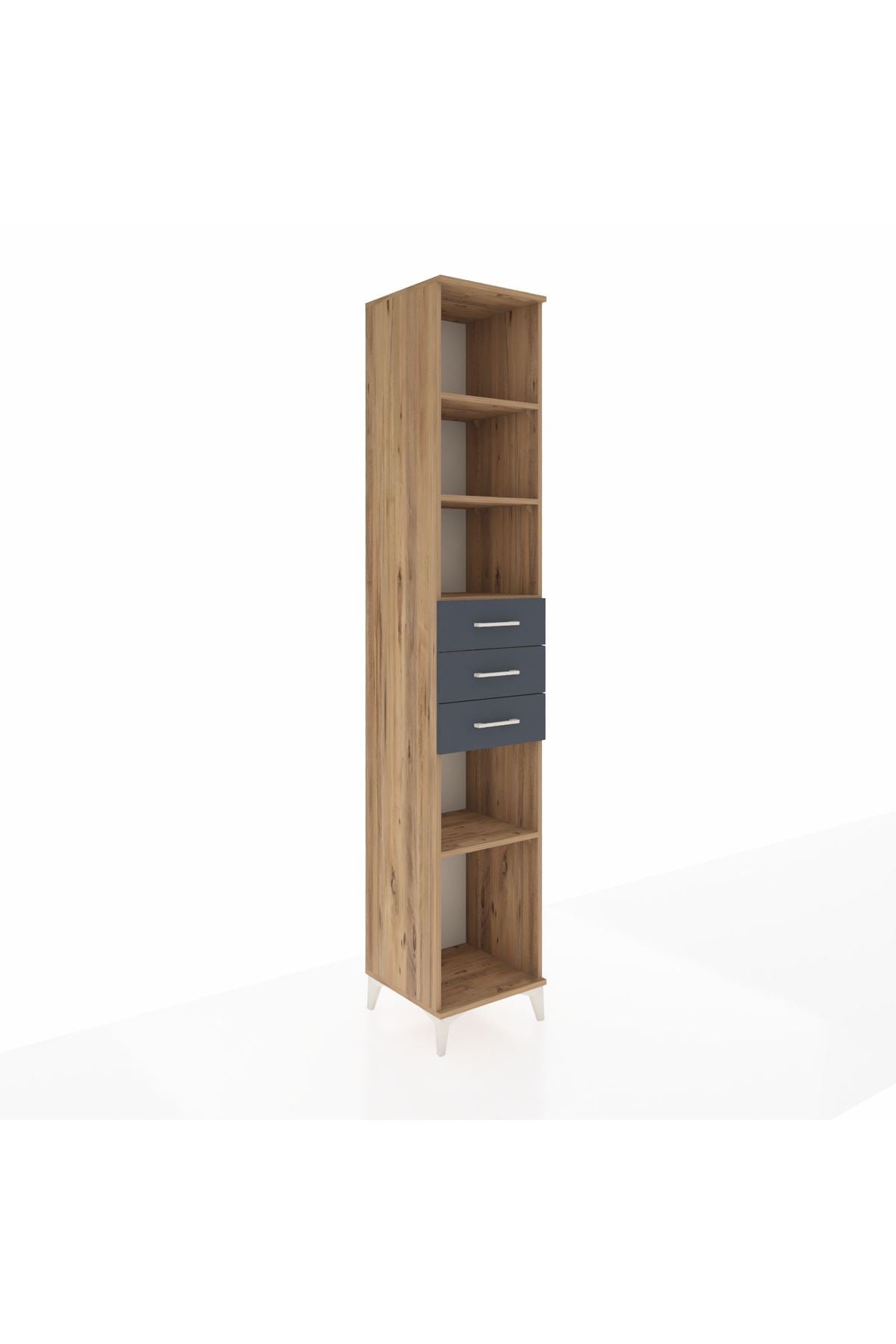 Hyperion Dolap 4 Raflı 3 Çekmeceli 44x44x243 Çam-Antrasit