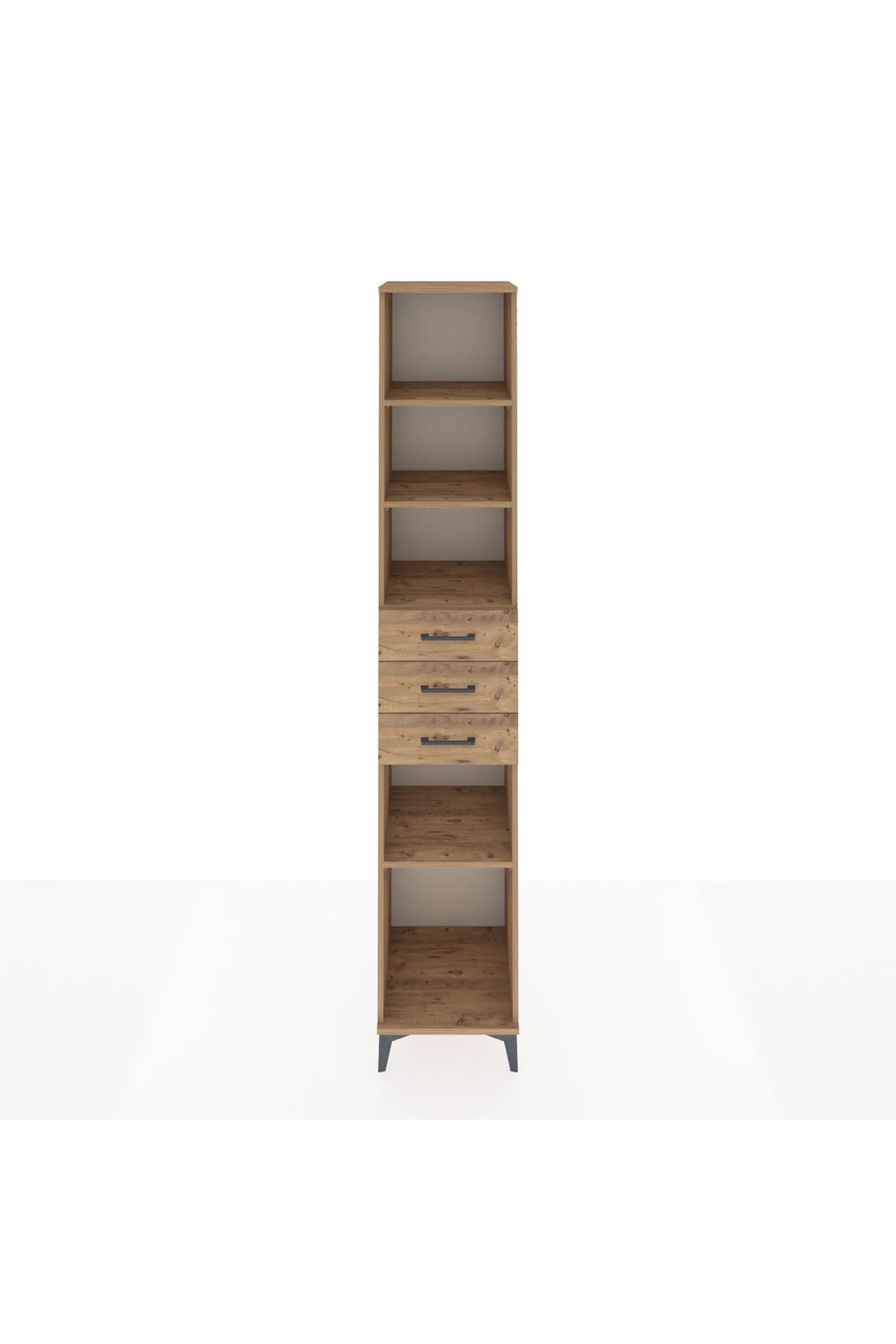 Hyperion Dolap 4 Raflı 3 Çekmeceli 44x44x243 Çam-Çam