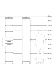 Hyperion Dolap 4 Raflı 3 Çekmeceli 44x44x243 Çam-Çam