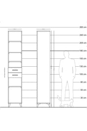 Hyperion Dolap 5 Raflı 2 Çekmeceli 44x44x243 Antrasit-Antrasit