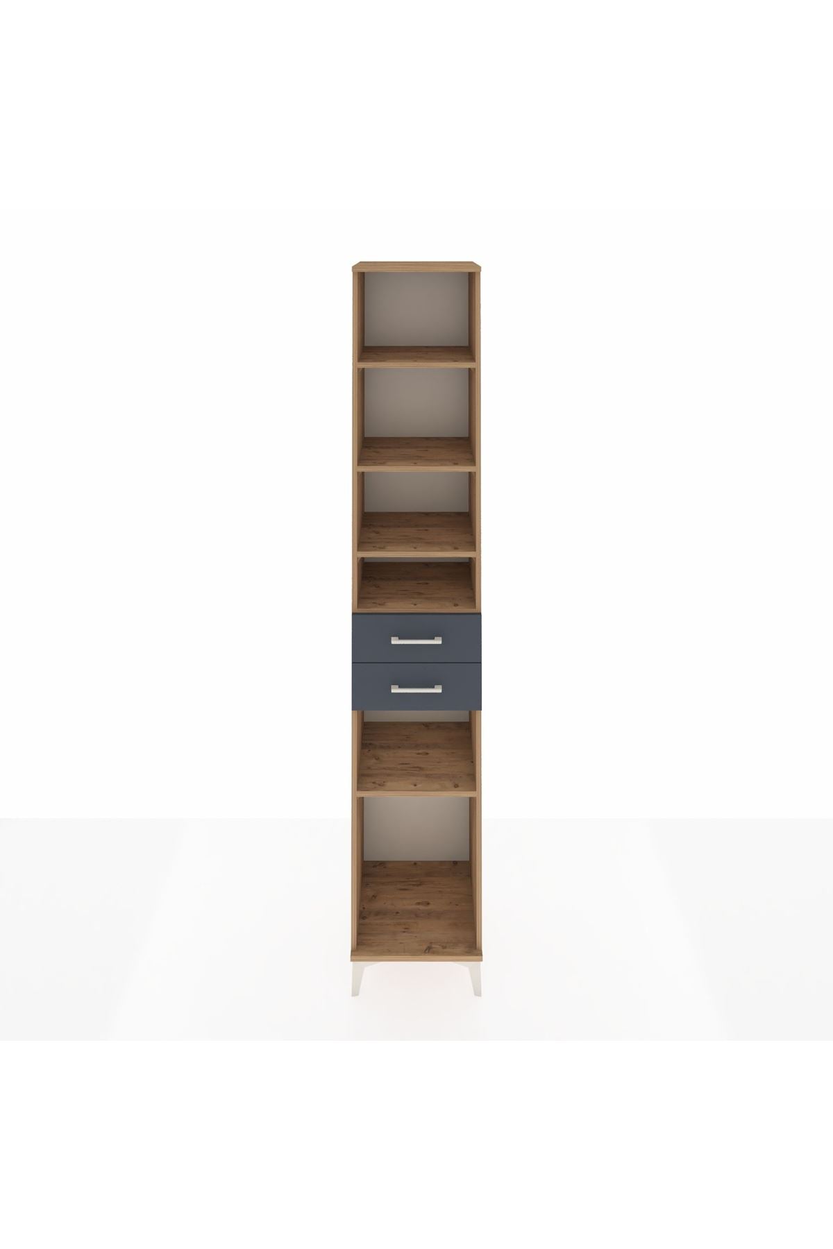 Hyperion Dolap 5 Raflı 2 Çekmeceli 44x44x243 Çam-Antrasit