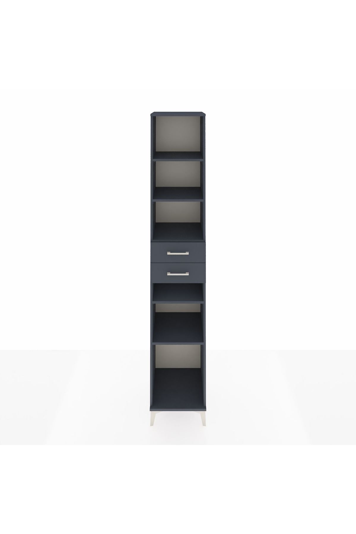 Hyperion Dolap 5 Raflı 2 Çekmeceli 44x44x243 Antrasit-Antrasit