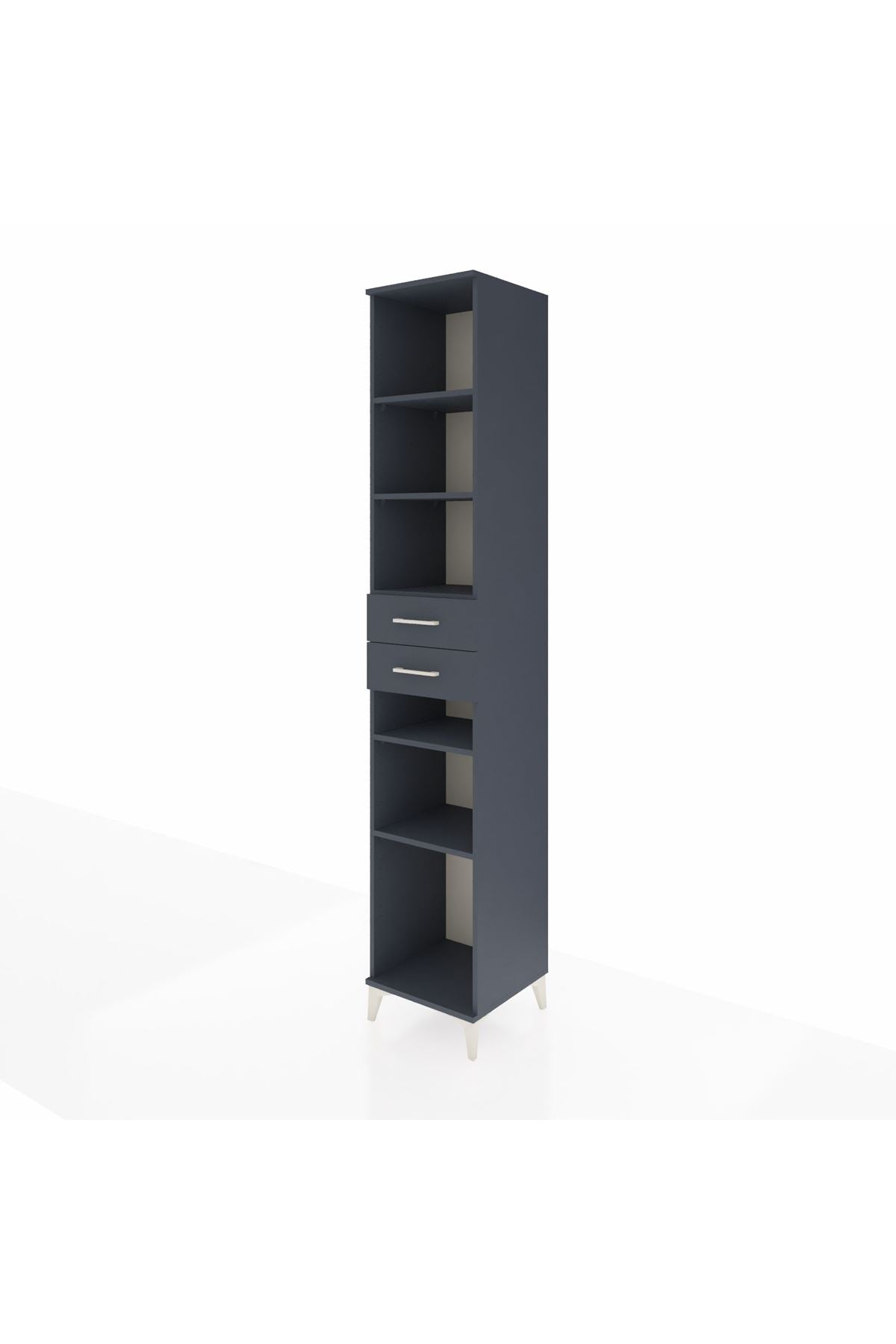 Hyperion Dolap 5 Raflı 2 Çekmeceli 44x44x243 Antrasit-Antrasit
