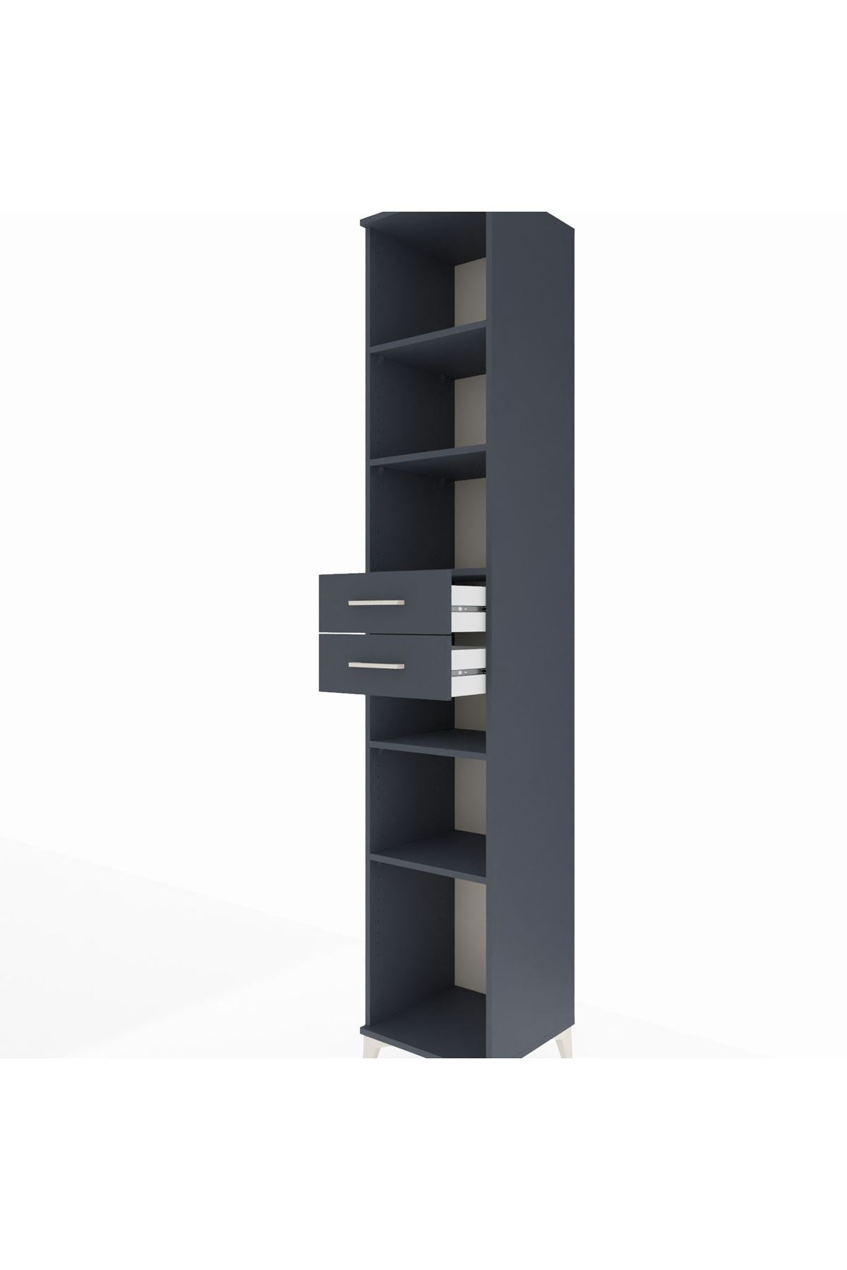 Hyperion Dolap 5 Raflı 2 Çekmeceli 44x44x243 Antrasit-Antrasit