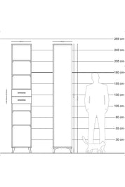 Hyperion Dolap 5 Raflı 2 Çekmeceli 44x44x243 Antrasit-Antrasit