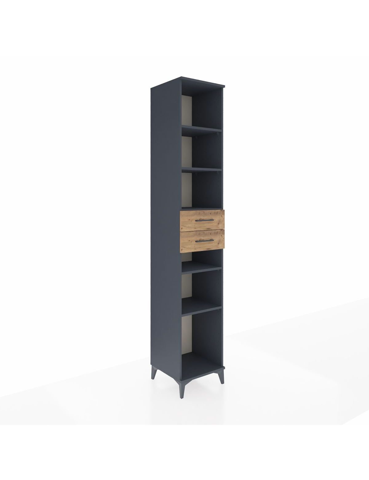 Hyperion Dolap 5 Raflı 2 Çekmeceli 44x44x243 Antrasit-Çam