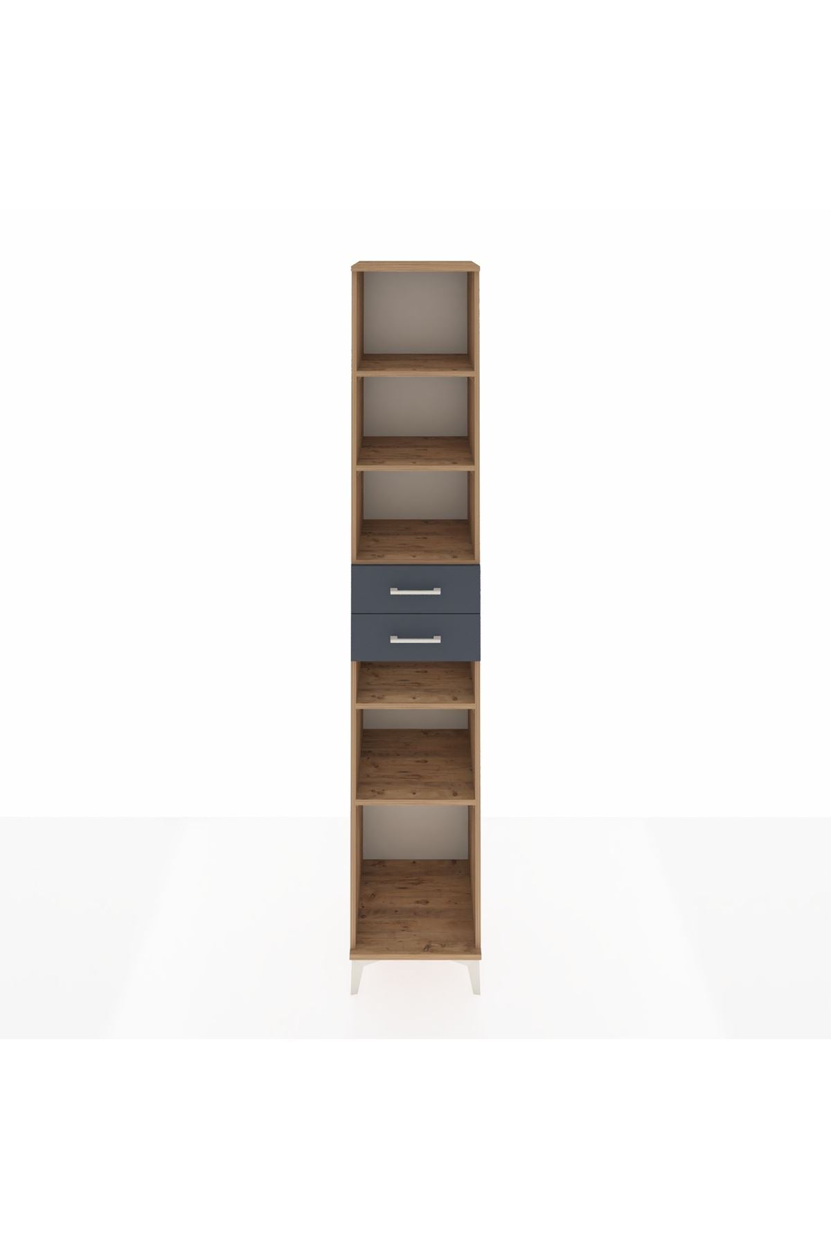 Hyperion Dolap 5 Raflı 2 Çekmeceli 44x44x243 Çam-Antrasit