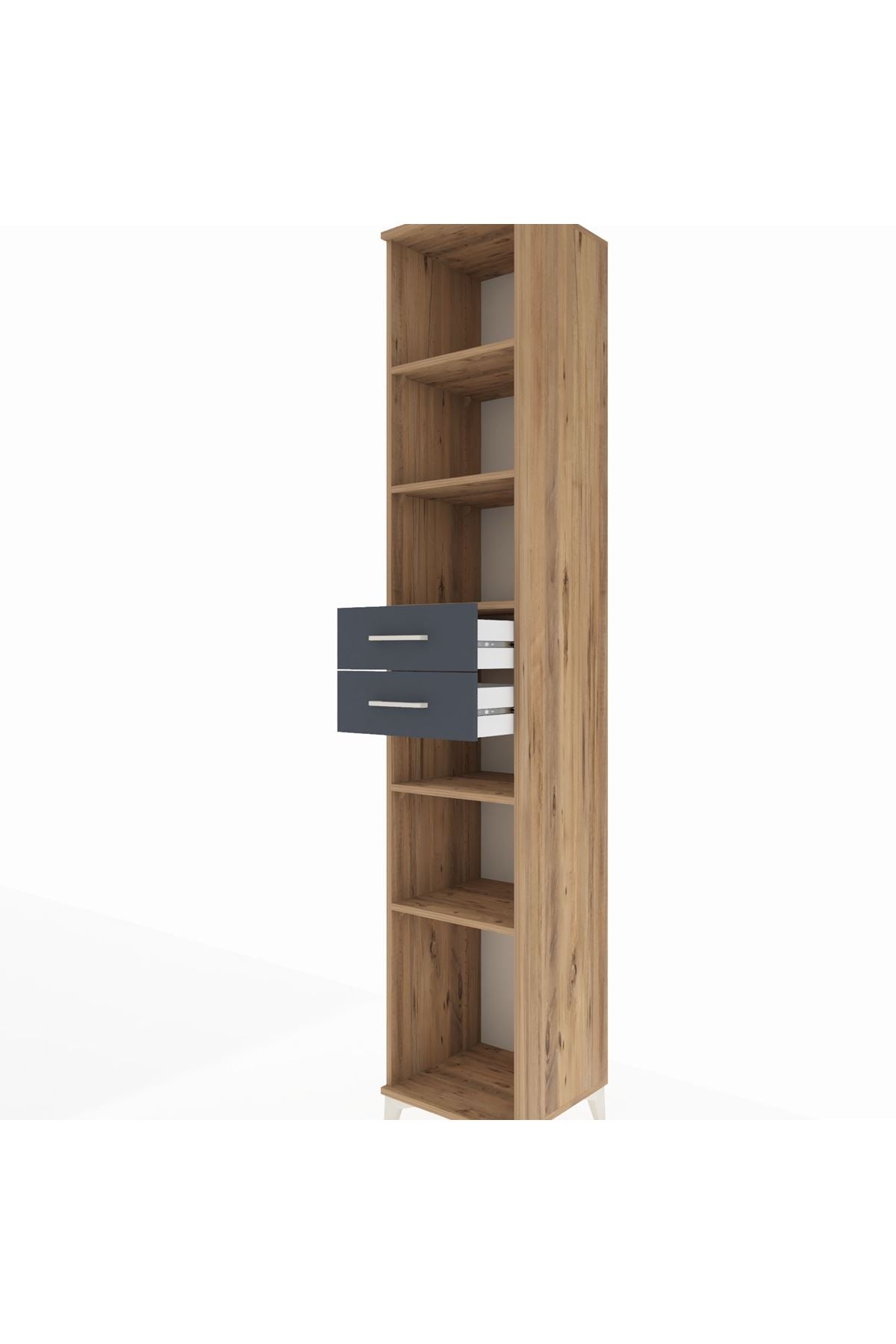 Hyperion Dolap 5 Raflı 2 Çekmeceli 44x44x243 Çam-Antrasit