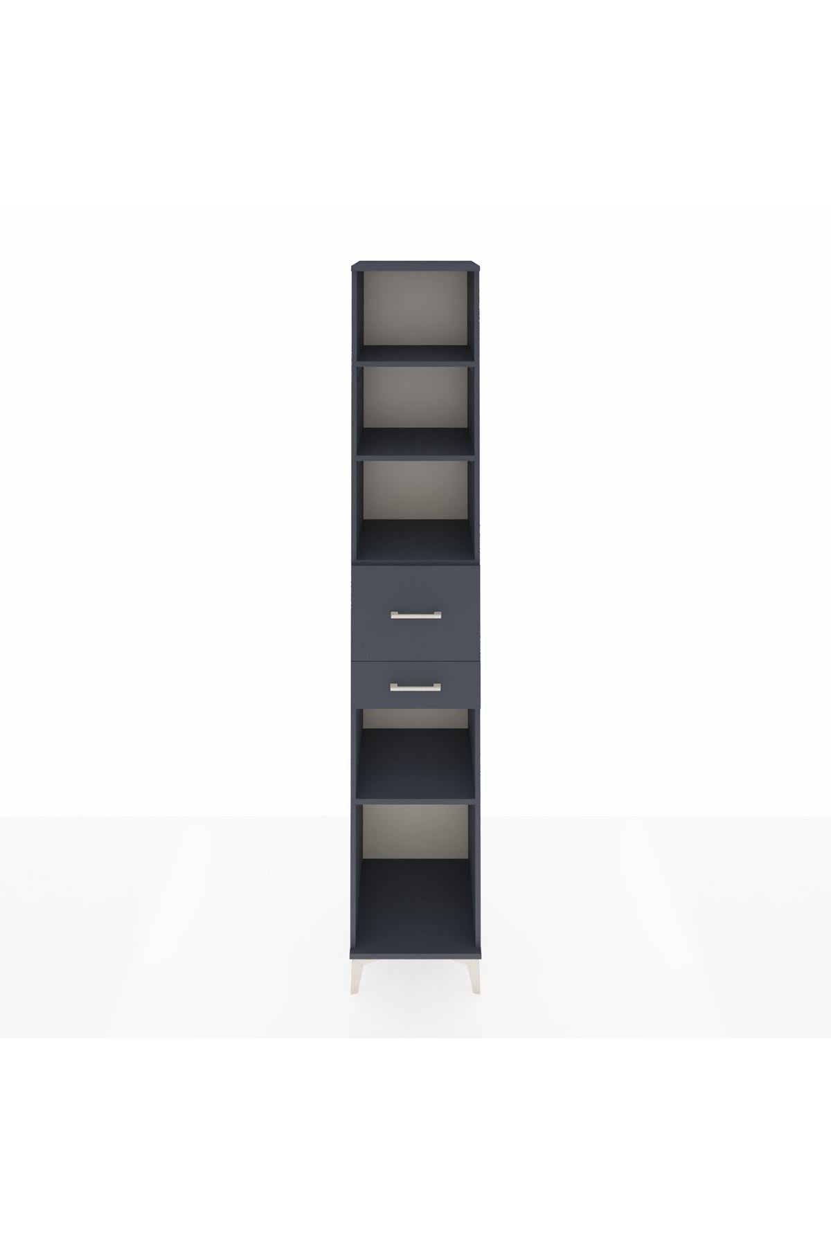 Hyperion Dolap 4 Raflı 2 Çekmeceli 44x44x243 Antrasit-Antrasit